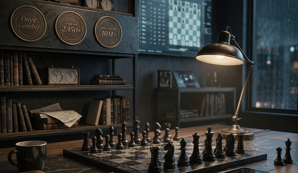 Chess board setup in the game room