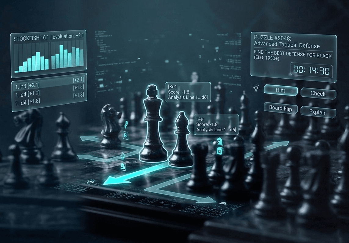 Chess puzzle analysis interface